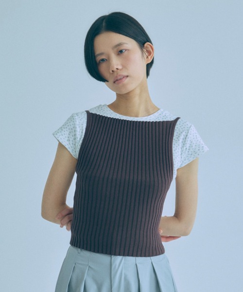 EN NEUME(エンノイム)の「Rib Boat Knit Cami(ニット/セーター・レディース・ブラック/レッド/ブラウン・FREE)」の10枚目の写真