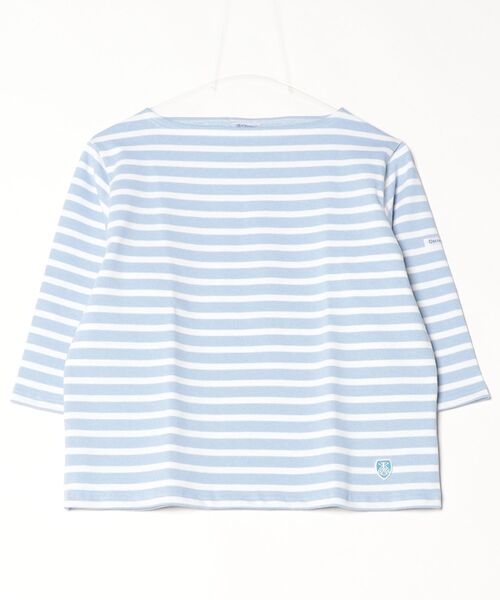 ORCIVAL（オーシバル）の「ORCIAL/オーシバル　ショートレングス ボートネック ショートスリーブプルオーバー ボーダー　SHORT LENGTH BOAT NECK PULLOVER BORDER B512（Tシャツ/カットソー・レディース・スカイブルー/グリーン/レッド・2）」の3枚目の写真