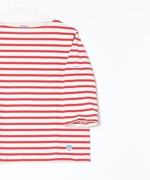 ORCIVAL（オーシバル）の「ORCIAL/オーシバル　ショートレングス ボートネック ショートスリーブプルオーバー ボーダー　SHORT LENGTH BOAT NECK PULLOVER BORDER B512（Tシャツ/カットソー・レディース・スカイブルー/グリーン/レッド・2）」の5枚目の写真