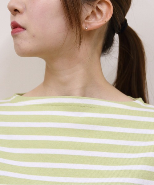 ORCIVAL(オーシバル)の「ORCIAL/オーシバル ショートレングス ボートネック ショートスリーブプルオーバー ボーダー SHORT LENGTH BOAT NECK PULLOVER BORDER B512(Tシャツ/カットソー・レディース・スカイブルー/グリーン/レッド・2)」の4枚目の写真