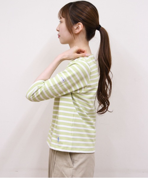 ORCIVAL(オーシバル)の「ORCIAL/オーシバル ショートレングス ボートネック ショートスリーブプルオーバー ボーダー SHORT LENGTH BOAT NECK PULLOVER BORDER B512(Tシャツ/カットソー・レディース・スカイブルー/グリーン/レッド・2)」の7枚目の写真