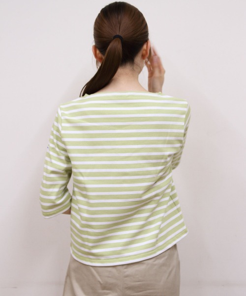ORCIVAL(オーシバル)の「ORCIAL/オーシバル ショートレングス ボートネック ショートスリーブプルオーバー ボーダー SHORT LENGTH BOAT NECK PULLOVER BORDER B512(Tシャツ/カットソー・レディース・スカイブルー/グリーン/レッド・2)」の8枚目の写真