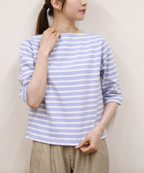 ORCIVAL(オーシバル)の「ORCIAL/オーシバル ショートレングス ボートネック ショートスリーブプルオーバー ボーダー SHORT LENGTH BOAT NECK PULLOVER BORDER B512(Tシャツ/カットソー・レディース・スカイブルー/グリーン/レッド・2)」の11枚目の写真