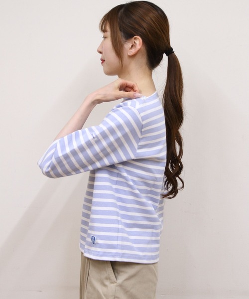 ORCIVAL(オーシバル)の「ORCIAL/オーシバル ショートレングス ボートネック ショートスリーブプルオーバー ボーダー SHORT LENGTH BOAT NECK PULLOVER BORDER B512(Tシャツ/カットソー・レディース・スカイブルー/グリーン/レッド・2)」の12枚目の写真