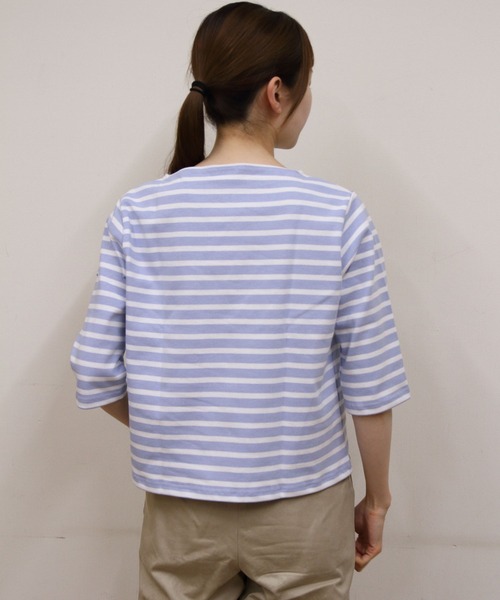 ORCIVAL(オーシバル)の「ORCIAL/オーシバル ショートレングス ボートネック ショートスリーブプルオーバー ボーダー SHORT LENGTH BOAT NECK PULLOVER BORDER B512(Tシャツ/カットソー・レディース・スカイブルー/グリーン/レッド・2)」の13枚目の写真