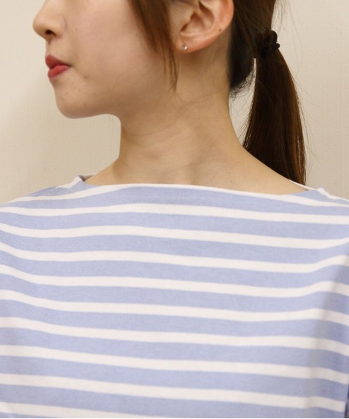 ORCIVAL(オーシバル)の「ORCIAL/オーシバル ショートレングス ボートネック ショートスリーブプルオーバー ボーダー SHORT LENGTH BOAT NECK PULLOVER BORDER B512(Tシャツ/カットソー・レディース・スカイブルー/グリーン/レッド・2)」の9枚目の写真