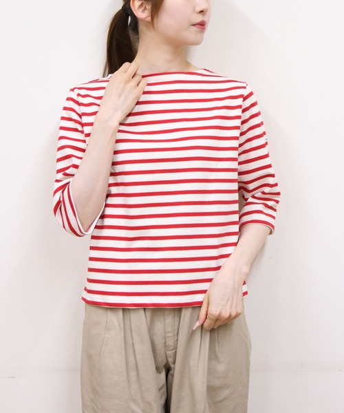ORCIVAL(オーシバル)の「ORCIAL/オーシバル ショートレングス ボートネック ショートスリーブプルオーバー ボーダー SHORT LENGTH BOAT NECK PULLOVER BORDER B512(Tシャツ/カットソー・レディース・スカイブルー/グリーン/レッド・2)」の16枚目の写真