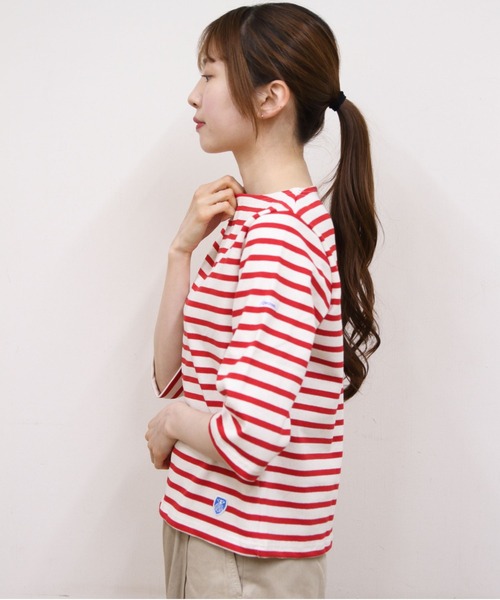 ORCIVAL(オーシバル)の「ORCIAL/オーシバル ショートレングス ボートネック ショートスリーブプルオーバー ボーダー SHORT LENGTH BOAT NECK PULLOVER BORDER B512(Tシャツ/カットソー・レディース・スカイブルー/グリーン/レッド・2)」の17枚目の写真