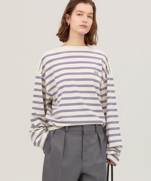 NOHANT(ノアン)の「MULTI STRIPE BOAT NECK T-SHIRT IVORY(Tシャツ/カットソー・レディース・アイボリー・MEDIUM/LARGE)」の1枚目の写真