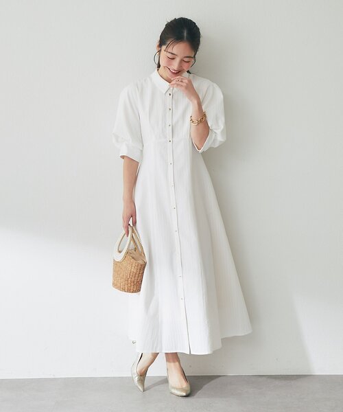 La boutique BonBon（ラブティックボンボン）の「【sana監修・最強愛されワンピ】ストライプフレアシャツワンピース（ワンピース・レディース・ブルー/ホワイト/ピンク・38/36）」の2枚目の写真