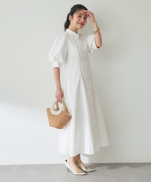 La boutique BonBon（ラブティックボンボン）の「【sana監修・最強愛されワンピ】ストライプフレアシャツワンピース（ワンピース・レディース・ブルー/ホワイト/ピンク・38/36）」の5枚目の写真