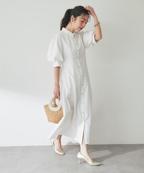 La boutique BonBon（ラブティックボンボン）の「【sana監修・最強愛されワンピ】ストライプフレアシャツワンピース（ワンピース・レディース・ブルー/ホワイト/ピンク・38/36）」の6枚目の写真