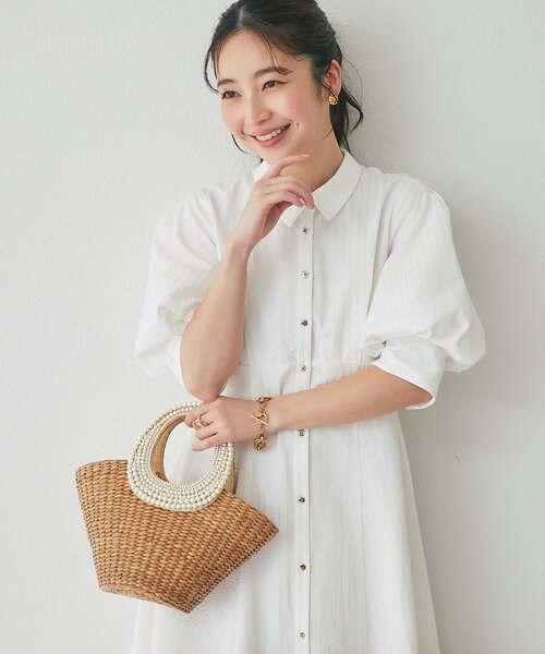 La boutique BonBon（ラブティックボンボン）の「【sana監修・最強愛されワンピ】ストライプフレアシャツワンピース（ワンピース・レディース・ブルー/ホワイト/ピンク・38/36）」の8枚目の写真