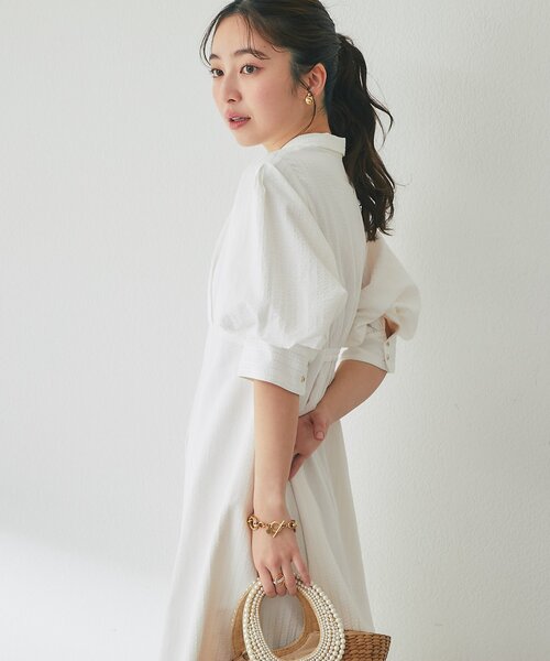 La boutique BonBon（ラブティックボンボン）の「【sana監修・最強愛されワンピ】ストライプフレアシャツワンピース（ワンピース・レディース・ブルー/ホワイト/ピンク・38/36）」の9枚目の写真