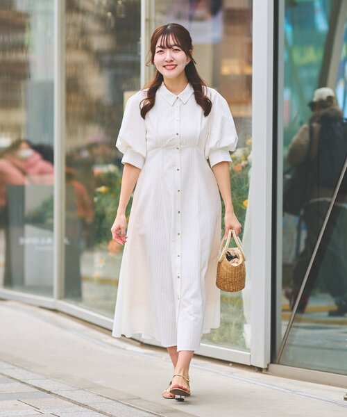 La boutique BonBon（ラブティックボンボン）の「【sana監修・最強愛されワンピ】ストライプフレアシャツワンピース（ワンピース・レディース・ブルー/ホワイト/ピンク・38/36）」の11枚目の写真