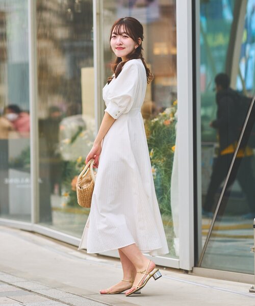 La boutique BonBon（ラブティックボンボン）の「【sana監修・最強愛されワンピ】ストライプフレアシャツワンピース（ワンピース・レディース・ブルー/ホワイト/ピンク・38/36）」の12枚目の写真