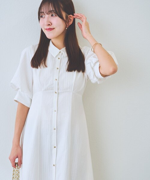 La boutique BonBon（ラブティックボンボン）の「【sana監修・最強愛されワンピ】ストライプフレアシャツワンピース（ワンピース・レディース・ブルー/ホワイト/ピンク・38/36）」の16枚目の写真