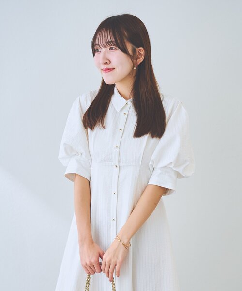 La boutique BonBon（ラブティックボンボン）の「【sana監修・最強愛されワンピ】ストライプフレアシャツワンピース（ワンピース・レディース・ブルー/ホワイト/ピンク・38/36）」の17枚目の写真