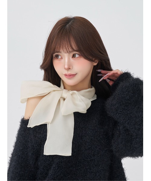 Darich ネックリボンフェザーニットトップス ネックリボンフェザーニットトップス – Darich