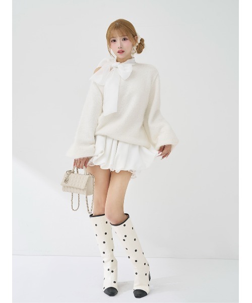 Darich ネックリボンフェザーニットトップス ネックリボンフェザーニットトップス – Darich