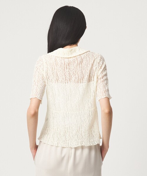 EMMEL REFINES(エメルリファインズ)の「<EMMEL REFINES>カットレース リボン トップス(Tシャツ/カットソー・レディース・ライトブルー/ブラック/オフホワイト・FREE)」の11枚目の写真