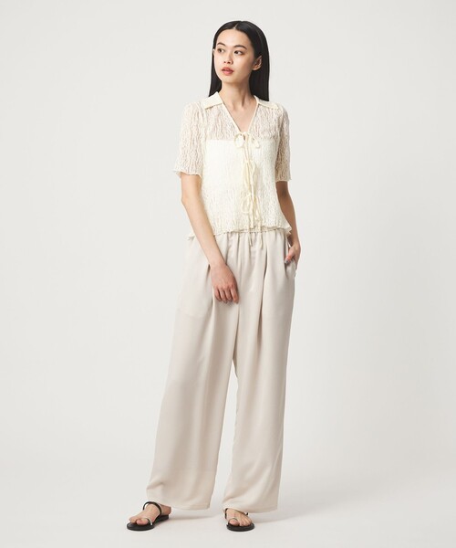 EMMEL REFINES(エメルリファインズ)の「<EMMEL REFINES>カットレース リボン トップス(Tシャツ/カットソー・レディース・ライトブルー/ブラック/オフホワイト・FREE)」の13枚目の写真