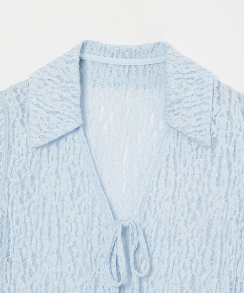 EMMEL REFINES(エメルリファインズ)の「<EMMEL REFINES>カットレース リボン トップス(Tシャツ/カットソー・レディース・ライトブルー/ブラック/オフホワイト・FREE)」の19枚目の写真