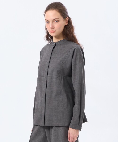 MACKINTOSH PHILOSOPHY(マッキントッシュ フィロソフィー)の「【CRANWELL SHIRTS(クランウェルシャツ)】ウールトロピカル(シャツ/ブラウス・レディース・ダークネイビー/チャコールグレー・36/38)」の2枚目の写真