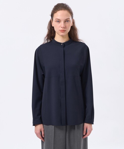 MACKINTOSH PHILOSOPHY(マッキントッシュ フィロソフィー)の「【CRANWELL SHIRTS(クランウェルシャツ)】ウールトロピカル(シャツ/ブラウス・レディース・ダークネイビー/チャコールグレー・36/38)」の9枚目の写真