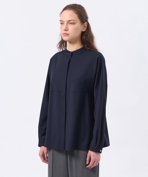 MACKINTOSH PHILOSOPHY(マッキントッシュ フィロソフィー)の「【CRANWELL SHIRTS(クランウェルシャツ)】ウールトロピカル(シャツ/ブラウス・レディース・ダークネイビー/チャコールグレー・36/38)」の8枚目の写真