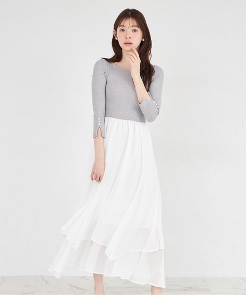 ロング tocco closet ワンピース セール ラメリブカットソー イレヘム