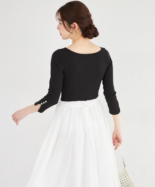 tocco closet（トッコ　クローゼット）の「ラメリブカットソー×イレヘムレイヤードラメシフォンドッキングワンピース（ワンピース・レディース・グレー/ブラック・M）」の9枚目の写真