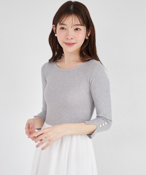 tocco closet（トッコ　クローゼット）の「ラメリブカットソー×イレヘムレイヤードラメシフォンドッキングワンピース（ワンピース・レディース・グレー/ブラック・M）」の17枚目の写真