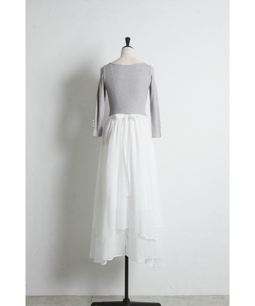 tocco closet（トッコ　クローゼット）の「ラメリブカットソー×イレヘムレイヤードラメシフォンドッキングワンピース（ワンピース・レディース・グレー/ブラック・M）」の22枚目の写真