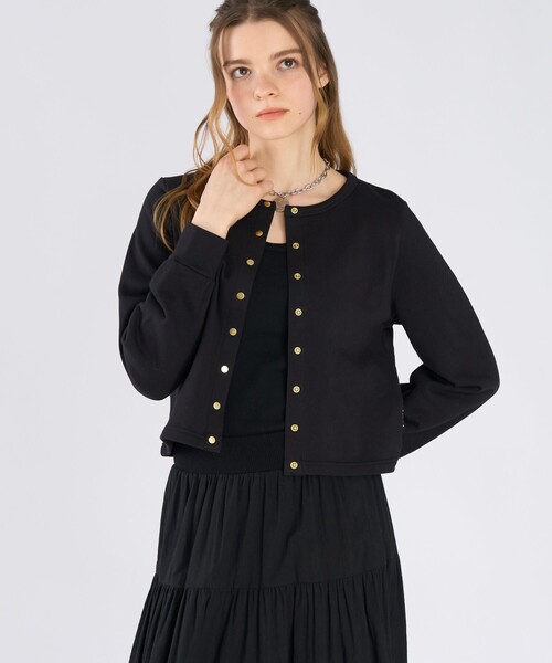 To b. by agnes b.（トゥービーバイアニエスベー）の「コットン フレンチ テリー パフ カーディガン（カーディガン/ボレロ・レディース・ブラック・38/40）」の8枚目の写真