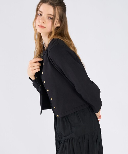 To b. by agnes b.（トゥービーバイアニエスベー）の「コットン フレンチ テリー パフ カーディガン（カーディガン/ボレロ・レディース・ブラック・38/40）」の7枚目の写真