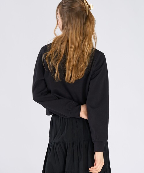 To b. by agnes b.（トゥービーバイアニエスベー）の「コットン フレンチ テリー パフ カーディガン（カーディガン/ボレロ・レディース・ブラック・38/40）」の6枚目の写真