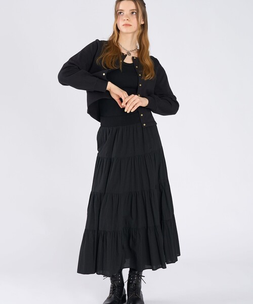 To b. by agnes b.（トゥービーバイアニエスベー）の「コットン フレンチ テリー パフ カーディガン（カーディガン/ボレロ・レディース・ブラック・38/40）」の4枚目の写真