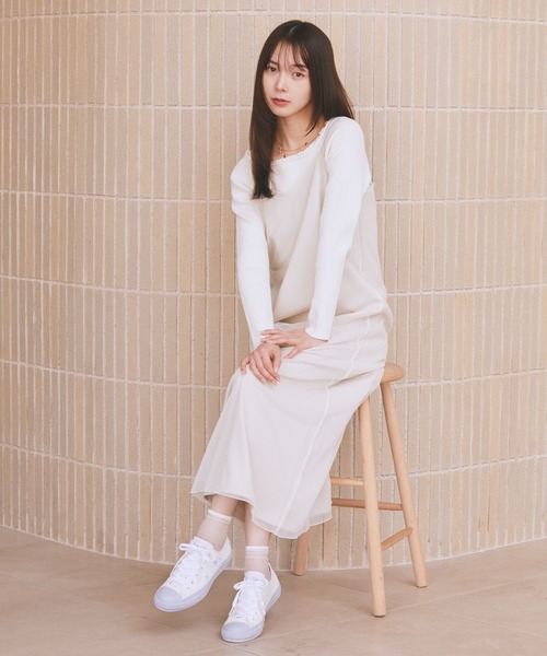 CONVERSE（コンバース）の「CONVERSE×earth ALL FLW OX（スニーカー・レディース・オフホワイト/ピンク・23cm/22.5cm/24.5cm/24cm/23.5cm）」の6枚目の写真