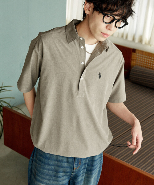 U.S. POLO ASSN.(ユーエスポロアッスン)の「U.S. POLO ASSN.U.S. POLO ASSN. × PUBLUX/ユーエスポロアッスン 別注 ワンポイント プルオーバー シャツ 限定展開(シャツ/ブラウス・メンズ・グレー/チャコールグレー/ブラック/サックスブルー・S/M/L)」の7枚目の写真