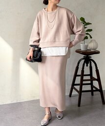 Chez toi（シェトワ）の「【タイパ・コスパ最強】ボンディングプルオーバー×ナロースカート（つなぎ/オールインワン）」