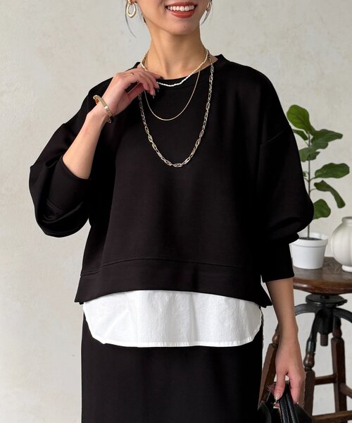 Chez toi(シェトワ)の「【タイパ・コスパ最強】ボンディングプルオーバー×ナロースカート(つなぎ/オールインワン・レディース・グレー/ブルー/ブラック/ベージュ・FREE)」の5枚目の写真