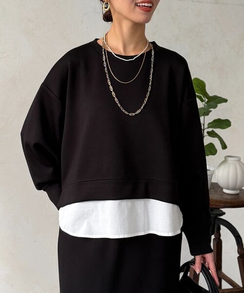 Chez toi(シェトワ)の「【タイパ・コスパ最強】ボンディングプルオーバー×ナロースカート(つなぎ/オールインワン・レディース・グレー/ブルー/ブラック/ベージュ・FREE)」の7枚目の写真