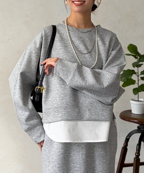 Chez toi(シェトワ)の「【タイパ・コスパ最強】ボンディングプルオーバー×ナロースカート(つなぎ/オールインワン・レディース・グレー/ブルー/ブラック/ベージュ・FREE)」の15枚目の写真