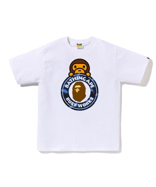 A BATHING APE(アベイシングエイプ)の「COLOR CAMO MILO ON BUSY WORKS TEE(Tシャツ/カットソー・メンズ・ブラック×レッド/ホワイト×レッド/ブラック×パープル/ブラック×ブルー/ホワイト×ネイビー/ホワイト×パープル・MEDIUM/X-LARGE/XX-LARGE/LARGE/SMALL/XXX-LARGE)」の2枚目の写真