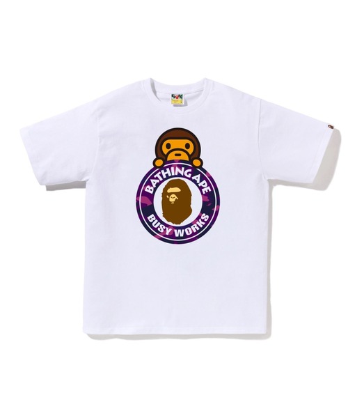 A BATHING APE(アベイシングエイプ)の「COLOR CAMO MILO ON BUSY WORKS TEE(Tシャツ/カットソー・メンズ・ブラック×レッド/ホワイト×レッド/ブラック×パープル/ブラック×ブルー/ホワイト×ネイビー/ホワイト×パープル・MEDIUM/X-LARGE/XX-LARGE/LARGE/SMALL/XXX-LARGE)」の3枚目の写真