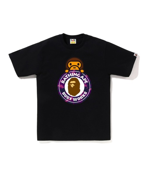 A BATHING APE(アベイシングエイプ)の「COLOR CAMO MILO ON BUSY WORKS TEE(Tシャツ/カットソー・メンズ・ブラック×レッド/ホワイト×レッド/ブラック×パープル/ブラック×ブルー/ホワイト×ネイビー/ホワイト×パープル・MEDIUM/X-LARGE/XX-LARGE/LARGE/SMALL/XXX-LARGE)」の4枚目の写真