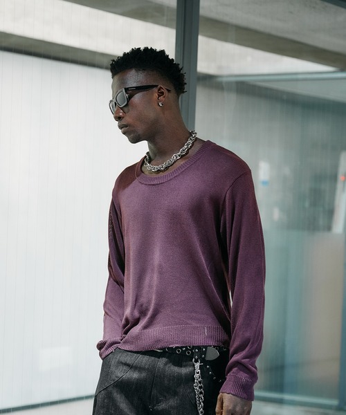 ANDER HUNK(アンダーハンク)の「U-neck Sier LS top / Uネックシアーロングスリーブトップス(Tシャツ/カットソー・メンズ・パープル/ブラック・LARGE/MEDIUM)」の10枚目の写真