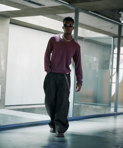 ANDER HUNK(アンダーハンク)の「U-neck Sier LS top / Uネックシアーロングスリーブトップス(Tシャツ/カットソー・メンズ・パープル/ブラック・LARGE/MEDIUM)」の17枚目の写真