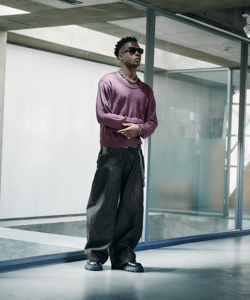 ANDER HUNK(アンダーハンク)の「U-neck Sier LS top / Uネックシアーロングスリーブトップス(Tシャツ/カットソー・メンズ・パープル/ブラック・LARGE/MEDIUM)」の20枚目の写真